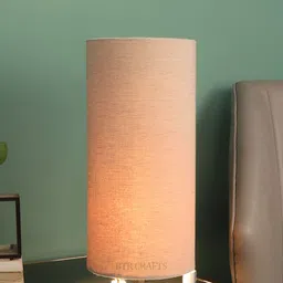 BTR CRAFTS Beige Cylindrical Shaped Metal Table Lamp With Adjustable Cord-31