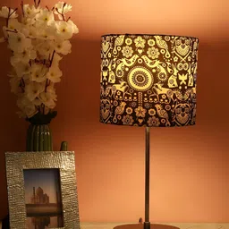 BTR CRAFTS Black & Cream 2 Pieces Printed Table Lamps with Adjustable Cord-34
