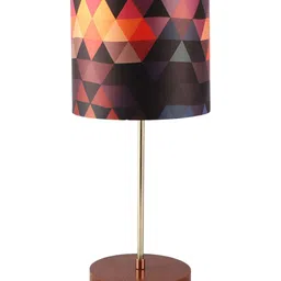 BTR CRAFTS Black & Orange Printed Cylindrical Shaped Metal Table Lamp with Adjustable Cord-19
