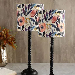 BTR CRAFTS White & Black 2 Pieces Printed Metal Spherical Table Lamp with Adjustable Cord-33