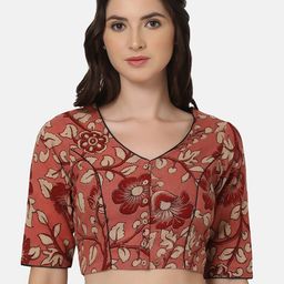 THE WEAVE TRAVELLER Kalamkari Printed Non Paded Without Lining Cotton Blouse-picture-16
