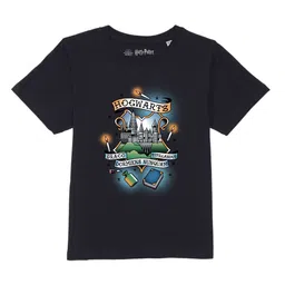 Harry Potter by Wear Your Mind Boys Navy Blue Harry Potter Printed Pure Cotton T-shirt-image-91