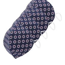 SOJANYA Unisex 4 Pcs Navy Blue & Off-White Floral Print Reusable 3-Ply Outdoor Mask-0