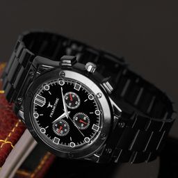 Franktime Men Printed Dial Stainless Steel Straps Analogue Watch FT-0036 BLK-48