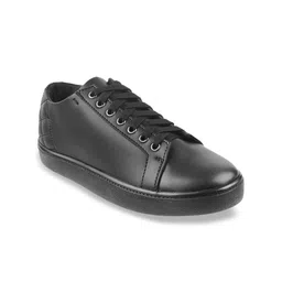 Metro Women Black Leather Slip-On Sneakers-52