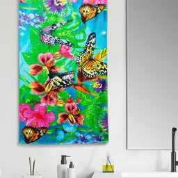 Aura Green Laika Printed  350 GSM Large Bath Towel-14