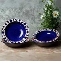 freakway Set of 4 Premium Ceramic Floral Hand-Painted Deep Pasta Plate-picture-32