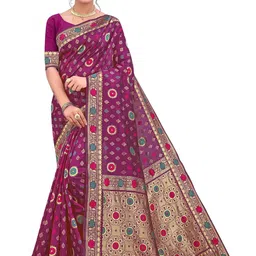 MANVAA Ethnic Motifs Woven Design Zari Kanjeevaram Saree-picture-19