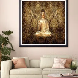 999Store Gold-Toned & Black Meditating Buddha Printed Canvas Wall Art-image-17