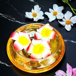 BS AMOR Yellow & Red 4 Pieces Glass Urli Vase With Flowers-image-4