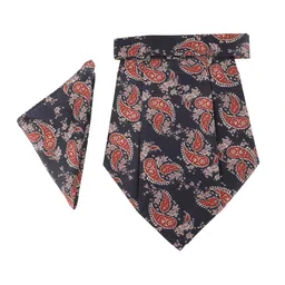 Alvaro Castagnino Black & Red Paisley Printed Cravat Tie & Pocket Square-image-81