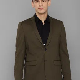 Allen Solly Men Olive Solid Single-Breasted Formal Slim-Fit Blazer-image-71