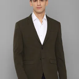 Allen Solly Men Olive Green Solid Single Breasted Slim Fit Blazer-picture-24