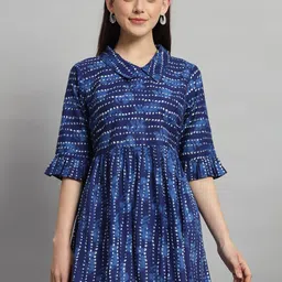 HANDICRAFT PALACE Polka Dots Printed Gathered or Pleated Pure Cotton Longline Top-image-16