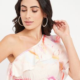 BRINNS Abstract Printed One Shoulder Flared Sleeves Crop Top-image-48