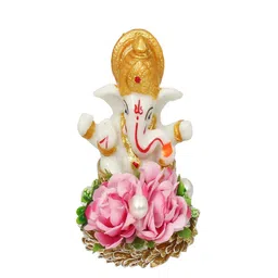 eCraftIndia Pink & White Handcrafted Lord Ganesha On Decorative Plate Showpiece-51