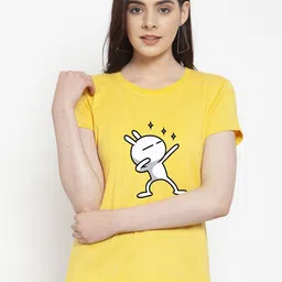 Friskers Women Yellow & naples yellow Printed T-shirt-image-17