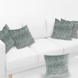 Just Home Grey & White 5 Pieces Abstract Velvet Square Cushion Covers-picture-18