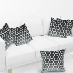 Just Home Grey & White 5 Pieces Geometric Velvet Square Cushion Covers-picture-38