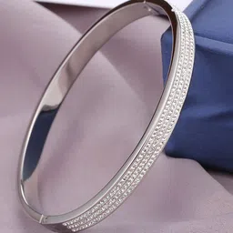 Jewels Galaxy American Diamond Silver Plated Bangle Style Bracelet-picture-40
