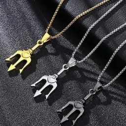 VIEN Men Set Of 3 Trident Pendant With Chain-58