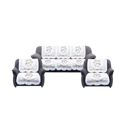 Kuber Industries White & Yellow 7 Pieces Cotton 5 Seater Sofa Covers-image-97