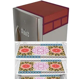 Dakshya Industries Purple & Maroon 6 Pieces Printed Refrigerator Covers & Mats-image-74