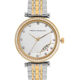 French Connection Women Multicoloured Embellished Dial & Silver Toned Stainless Steel Bracelet Style Straps Watch-image-97