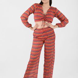 Blissence Women Chevron Printed Swimwear Tie Up Cover Up Top-picture-19