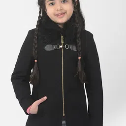 Crimsoune Club Girls Single Breasted Fur Detailed Overcoat-image-36