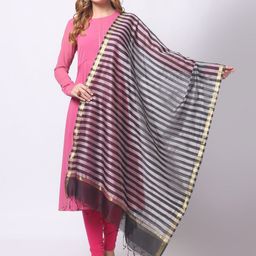 Dupatta Bazaar Black Striped Dupatta-image-39