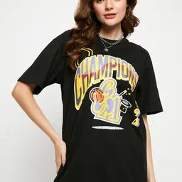 Skidlers Typography Printed Drop-Shoulder Sleeves Cotton Oversized T-shirt-image-90