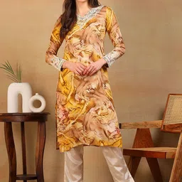 KALINI Floral Printed V-Neck Kurta-picture-49