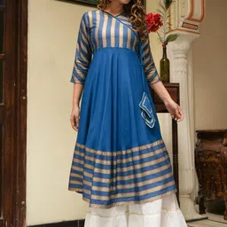 KALINI Striped Angrakha Kurta-picture-4