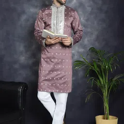 Jompers Mandarin Collar Floral Embroidered Kurta-17