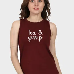 T-SHIRT TRUCK Typography Printed Sleeveless Cotton T-shirt-image-86