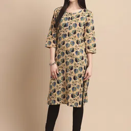 Anouk Beige Floral Printed Pure Cotton Kurta-image-54