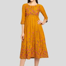 True Shape Floral Printed Maternity & Feeding A-Line Midi Dress-image-36