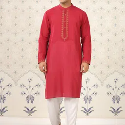 Ode by House of Pataudi Mandarin Collar Pure Cotton Kurta-picture-39