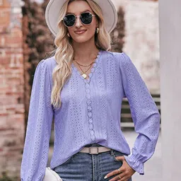 StyleCast x Revolte Self Design V-Neck Cuffed Sleeves Top-image-40