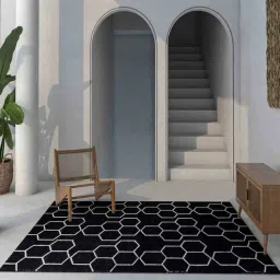 jaipur rugs Black Geometric Wool 5 ft X 8 ft Hand Woven Dhurrie-picture-5
