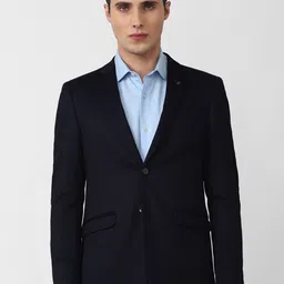 Van Heusen Men Navy Blue Slim-Fit Single-Breasted Blazer-picture-27