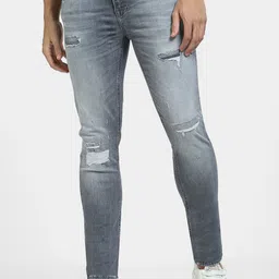 Jack & Jones Men Skinny Fit Mid-Rise Mildly Distressed Heavy Fade Stretchable Jeans-image-50