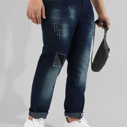 Instafab Plus Men Plus Size Cotton Highly Distressed Heavy Fade Cotton Stretchable Jeans-79