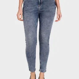 Mast & Harbour Women Blue Skinny Fit High-Rise Clean Look Heavy Fade Stretchable Jeans-picture-4