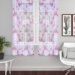 THE CONVERSION Burgundy 2 Pieces Floral Sheer Window Curtains-image-87