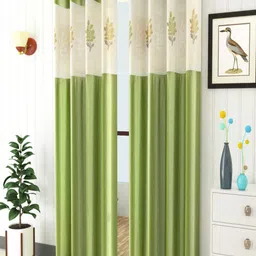 Homefab India Green & White Set of 2 Floral Sheer Window Curtain-picture-43
