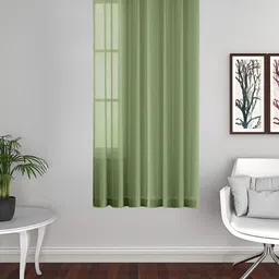 THE CONVERSION Green Linen With Slub Textured Sheer Window Curtain-picture-47