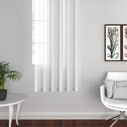 THE CONVERSION White Linen With Slub Textured Sheer Window Curtain-image-97