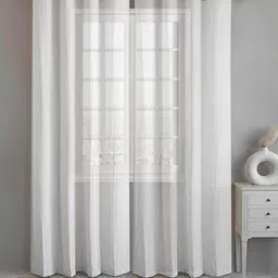 LINENWALAS Happy Sleeping 2 Pcs White Cotton Sheer Window Curtains-7
